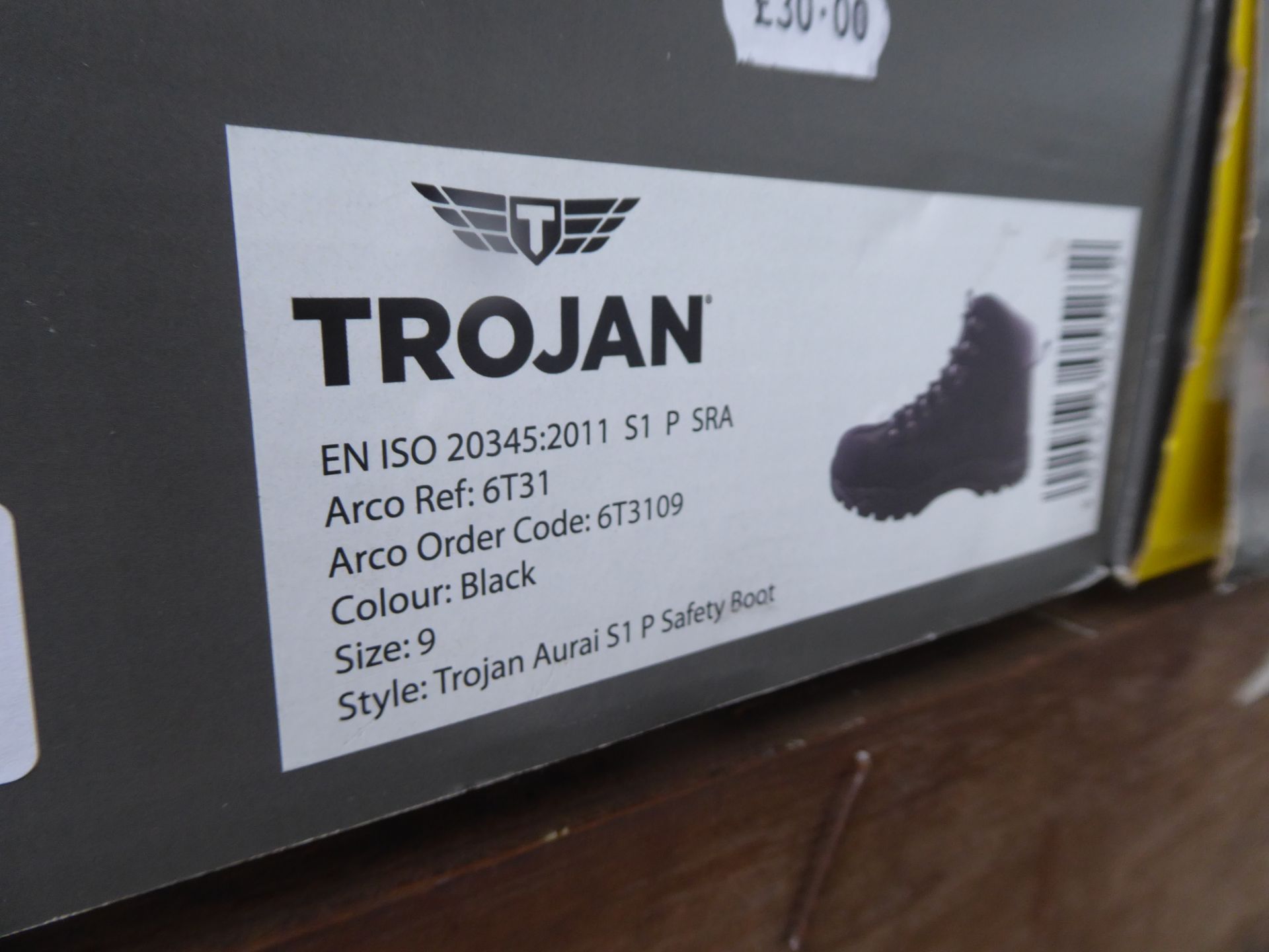Boxed pair of Trojan safety boots, size 9 - Image 2 of 2