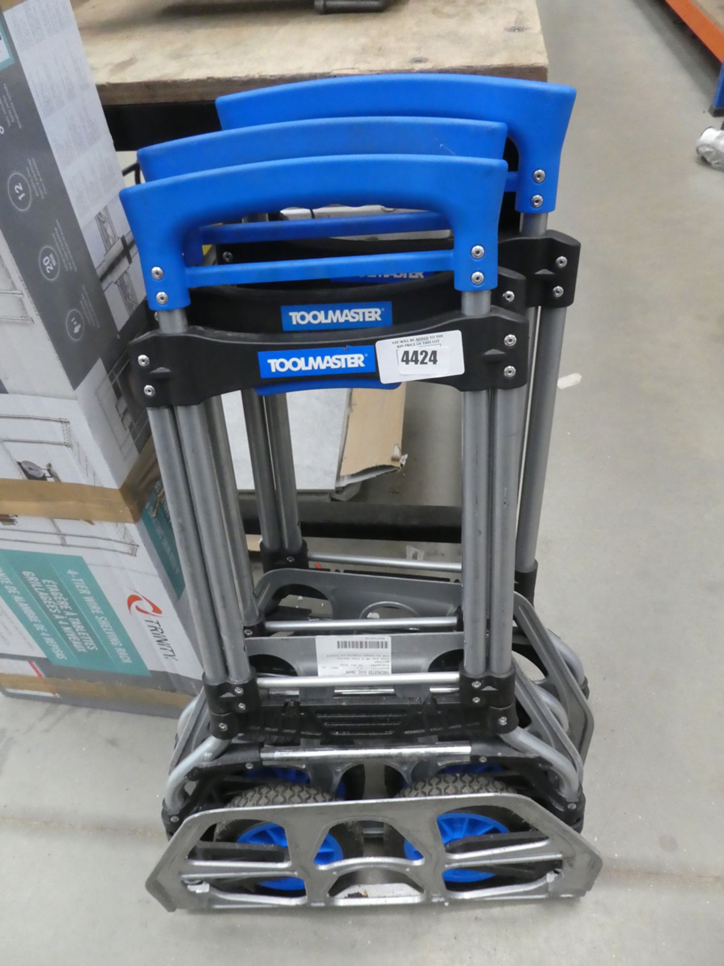 Three Toolmaster folding sack trucks