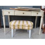 Cream painted dressing table with kidney shaped stool