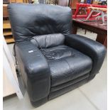 Black leather electric reclining armchair