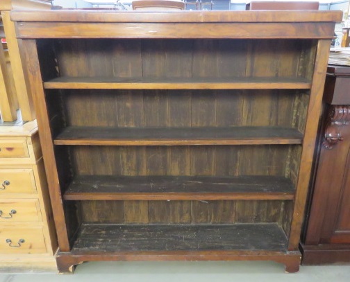 Walnut open fronted bookcase