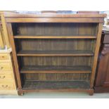 Walnut open fronted bookcase
