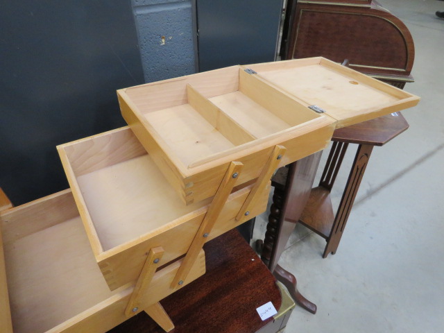 Beech cantilever sewing box - Image 2 of 2