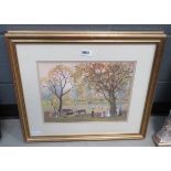 Pair of Helen Bradley prints - Sunday afternoon in the park