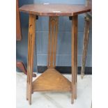 Oak octagonal Arts and Crafts two-tier side table