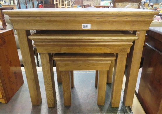 Oak nest of three tables