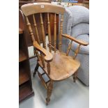 Elm seated stickback armchair