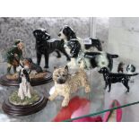 Half shelf of various dog themed ornaments incl. Beswick labrador, Beswick Scottie, Country