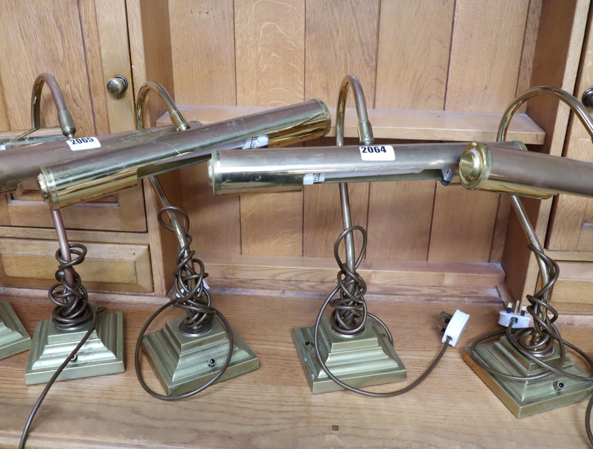 Pair of brass banker's style desk lights