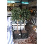 Pair of artificial olive trees