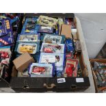 Crate of mixed, mainly boxed, die cast vehicles