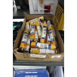 Box containing large quantity of Silka adhesive sealant and filler