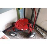 4-wheeled pull along garden trolley with seat and basket