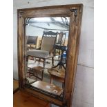 Rustic wooden framed rectangular wall mirror