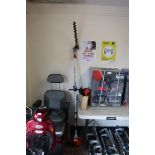 Mitox petrol straight arm hedge trimmer with box of accessories incl. grass strimmer spool, blade