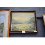 5056 Peter Gladman oil on board of lake with woodland