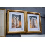 Pair of limited edition prints depicting meerkat