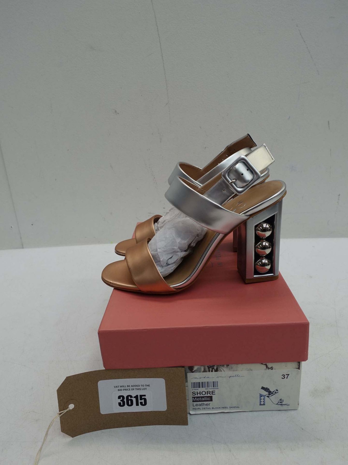 Moda in Pelle Shore metallic block heel sandals size EU 37