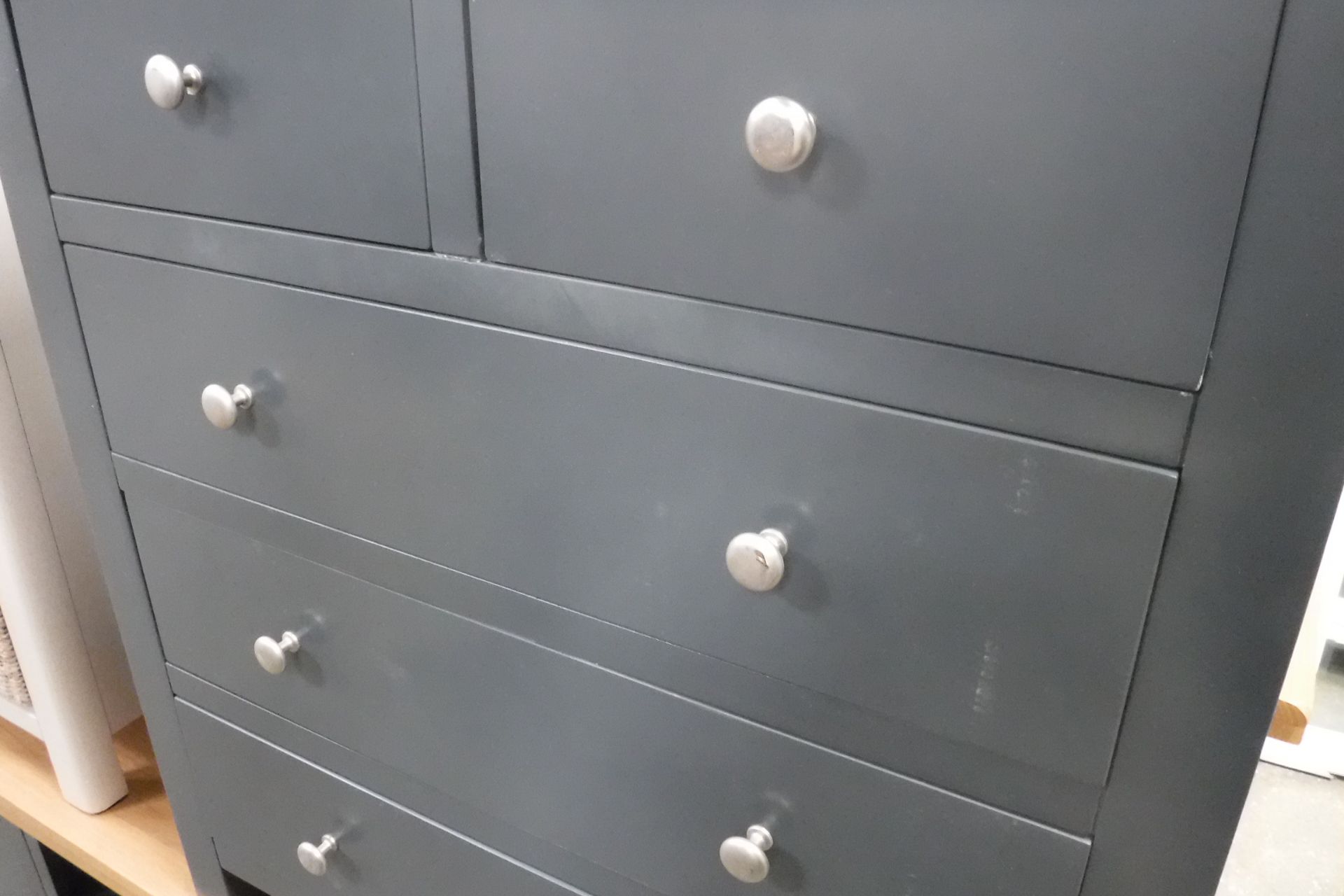 Blue painted oak top chest of 5 drawers, 85cm wide (B,4) - Image 3 of 3