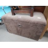 Brown suede effect ottoman