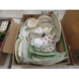 Box containing a qty of Staffordshire and Chinese crockery