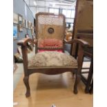 Beech armchair with bergere back