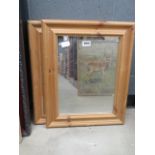 Pair of rectangular mirrors in pine frames