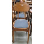 Pair of oak chairs with grey fabric seats