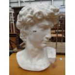 White glazed bust of Michelangelo's David