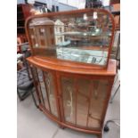 1950s bow fronted walnut china cabinet