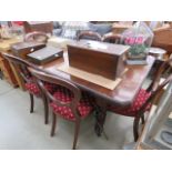 5255 Edwardian extending dining table plus 6 upholstered dining chairs