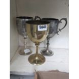 3 silver plated trophies