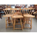 3 beech stick back chairs