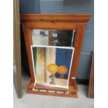 Mirror in pine frame with shelf plus a Tich Herald Ltd. Ed. 8/100 print of a house interior with oil