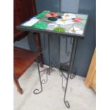 Wrought iron stained glass side table