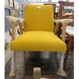 Mustard fabric chair with exposed beech frame