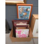Box containing a quantity of prints and picture frames to include foxes and woodland creatures,