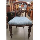 Victorian balloon back dining chair with floral upholstered seat