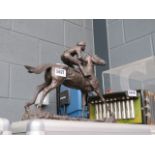 Resin figure of a horse and jockey