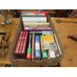 Box containing dictionaries, antique guides and reference books