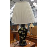 Chinese inspired cherry blossom decorated table lamp with pleated shade