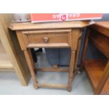 Small oak hall table with single drawer