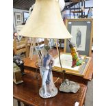 Nao figurine table lamp with beige shade and Tiffany style desk lamp