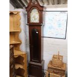 (2076) Modern reproduction grandfather clock case and base (no mechanism)