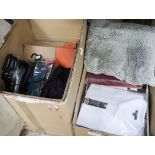 2 boxes of various clothing and shoes
