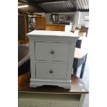 (148) Grey painted bedside chest of 2 drawers, 48cm wide (B,7)