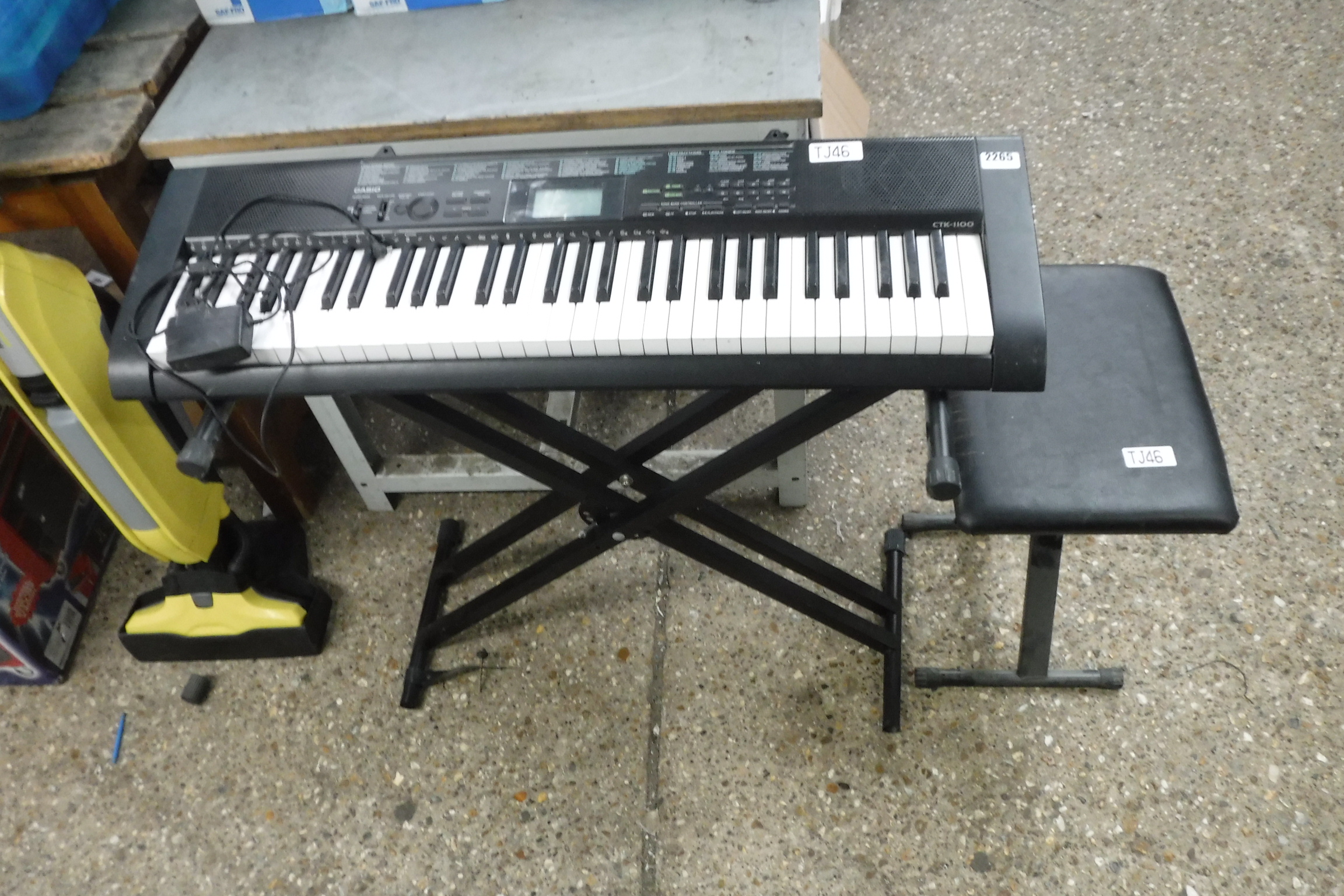 Casio CTK-1100 keyboard with PSU, stand and stool