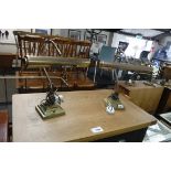 Pair of brass swan neck banker's style desk lamps