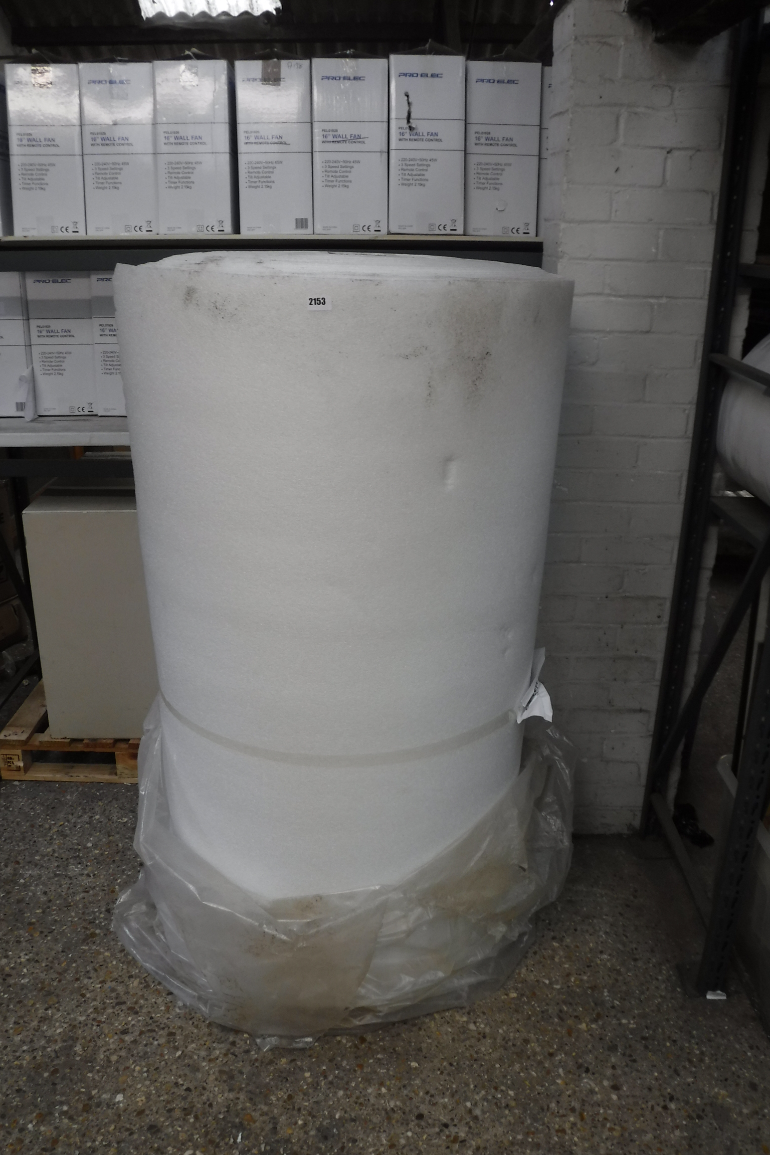 Large roll of polystyrene protective material