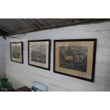 (2132) Set of 3 framed and glazed engravings of First Steeple Chase